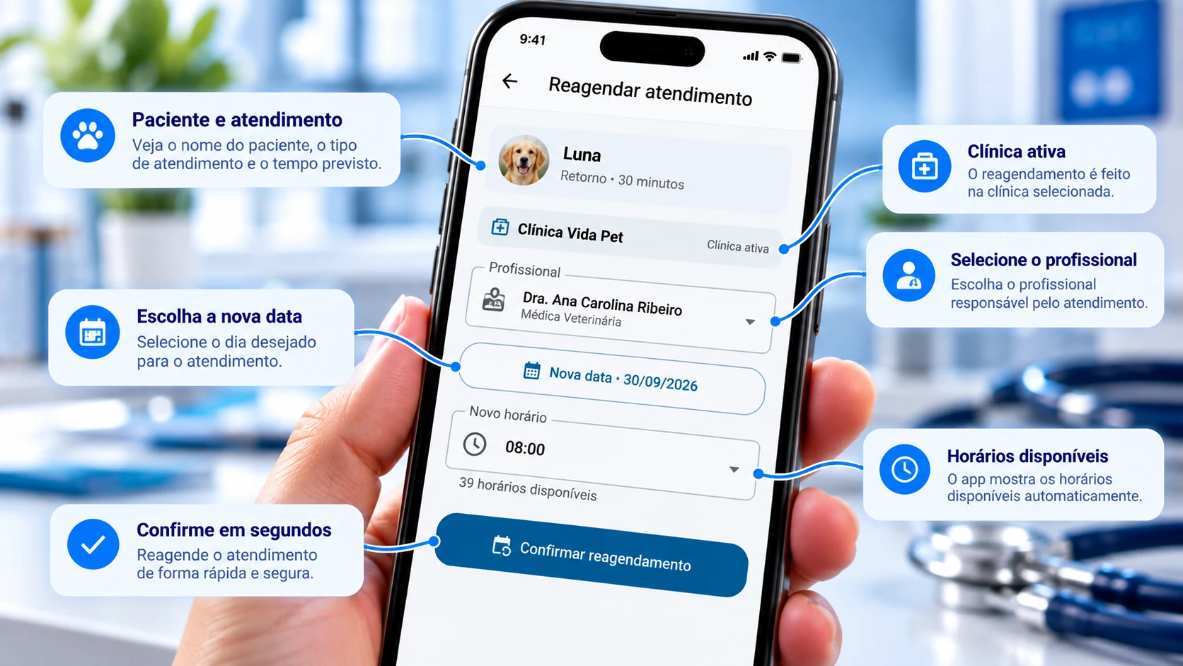 Reagendamento com horários disponíveis